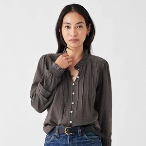 Faherty Dark Gray Button-Down Blouse